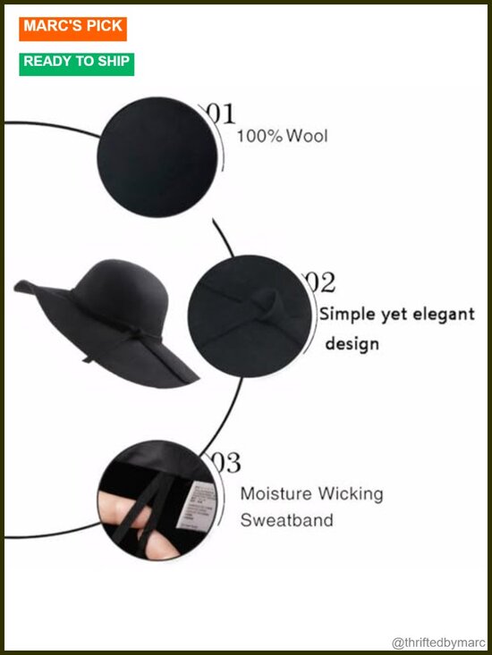 100% Wool Foldable Wide Brim Retro Fedora Floppy Felt Bowler Hat